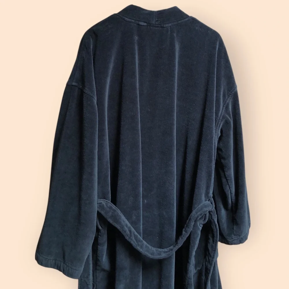 Polo Ralph Lauren MENS Sleepwear Soft Cotton Kimono Velour Robe Black MENS L/XL